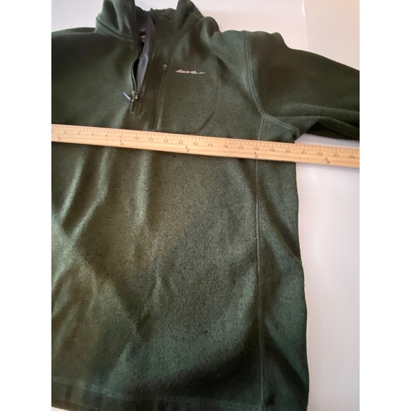 Eddie Bauer Mens Olive Green Quarter Zip Sweater Fleece Pullover Large Gorpcore - Picture 4 of 8